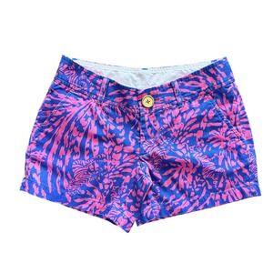 Lilly Pulitzer Callahan Shorts Pink Blue Tiger Print Bedford Corduroy Size 00